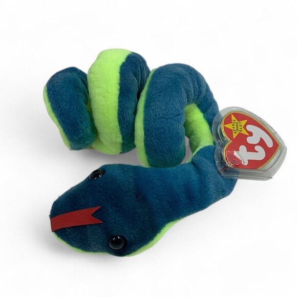 TY Beanie Babies "Hissy" The Snake 8" Plush Toy Collectible Green 1997 NWT - Picture 1 of 5